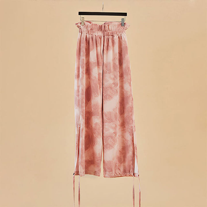 Buddha Stones Casual Trouser Leg Ties Ink Printing Women's Spandex Pants - image 2