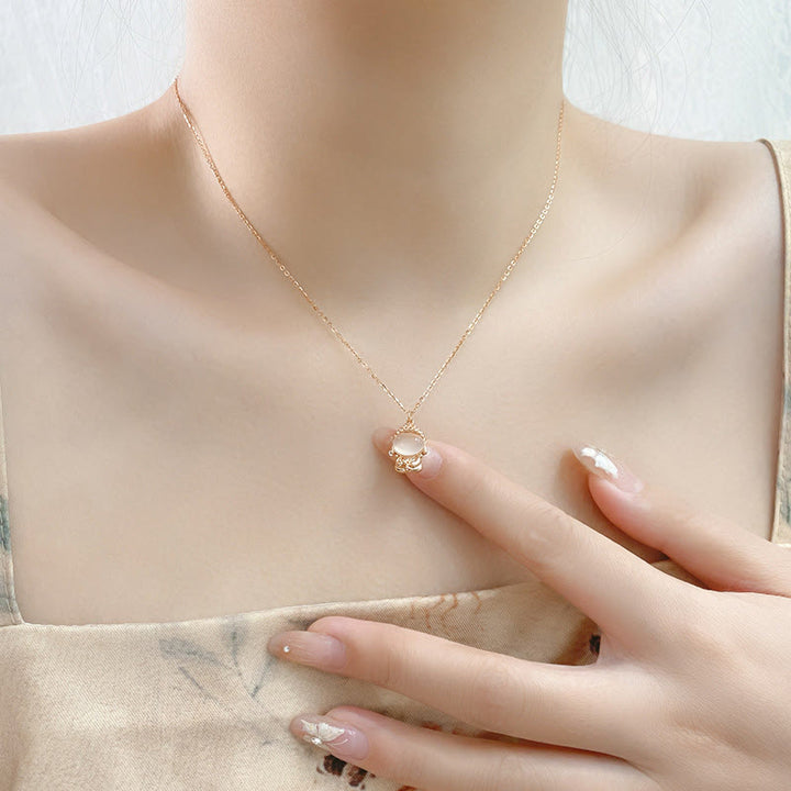 Buddha Stones 925 Sterling Silver Chalcedony Formless Buddha Positive Necklace Pendant - image 2