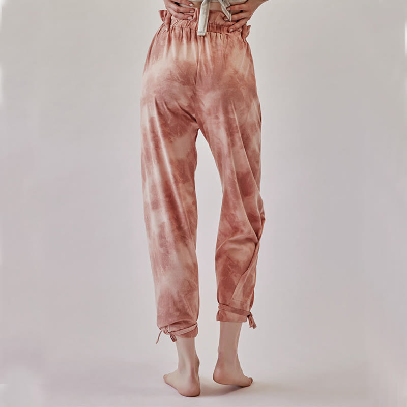 Buddha Stones Casual Trouser Leg Ties Ink Printing Women's Spandex Pants - image 5