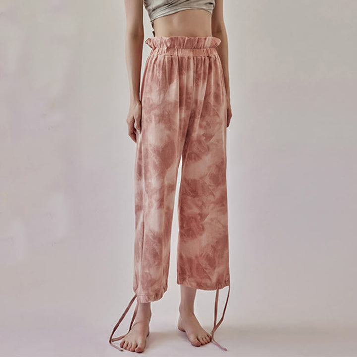 Buddha Stones Casual Trouser Leg Ties Ink Printing Women's Spandex Pants - image 3
