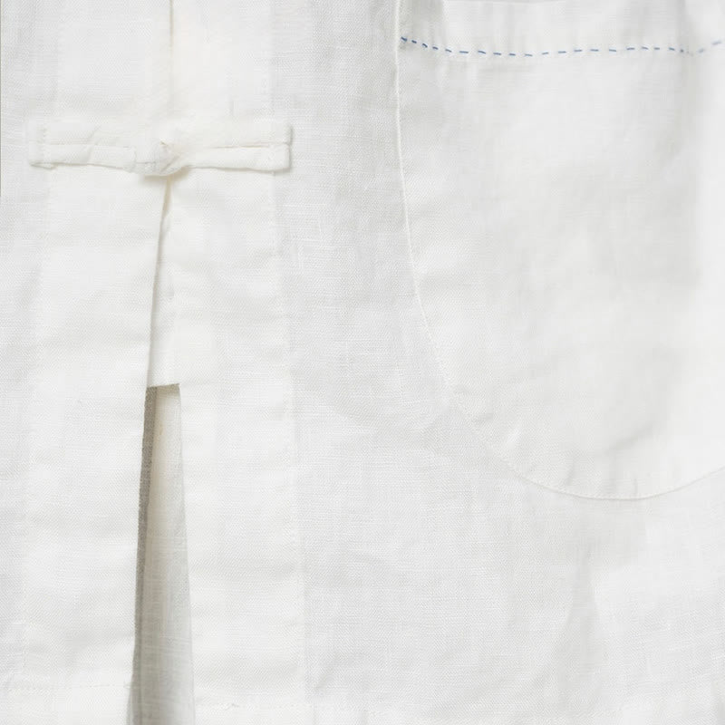 Buddha Stones Solid Color Frog-button Long Sleeve Linen Women's Shirts With Pockets - image 23