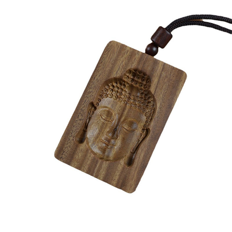 Buddha Stones Green Sandalwood Buddha Symbol Positive Necklace Pendant