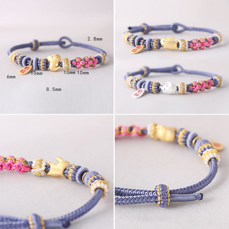 Buddha Stones Handmade Chinese Zodiac Fu Character Fortune Luck Rope Braided Bracelet