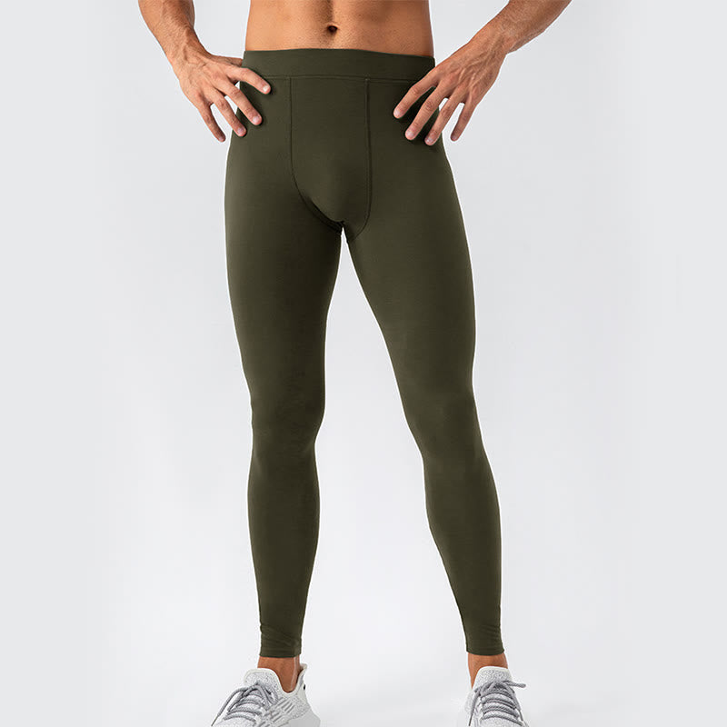 Buddha Stones Plain High Waist Elastic Breathable Sports Men's Leggings Pants - DarkOliveGreen - US/UK/AU44，EU54 (2XL) - image 31