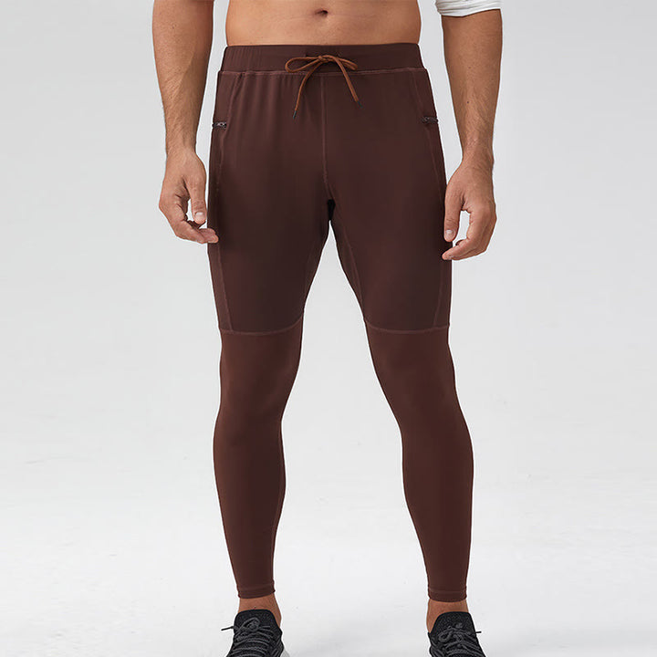 Buddha Stones High Waist Quick Dry Breathable Fitness Men's Leggings Pants With Zipper Pocket - SaddleBrown - US/UK/AU44，EU54 (2XL) - image 0