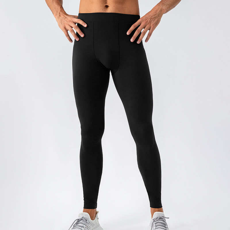 Buddha Stones Plain High Waist Elastic Breathable Sports Men's Leggings Pants - image 2