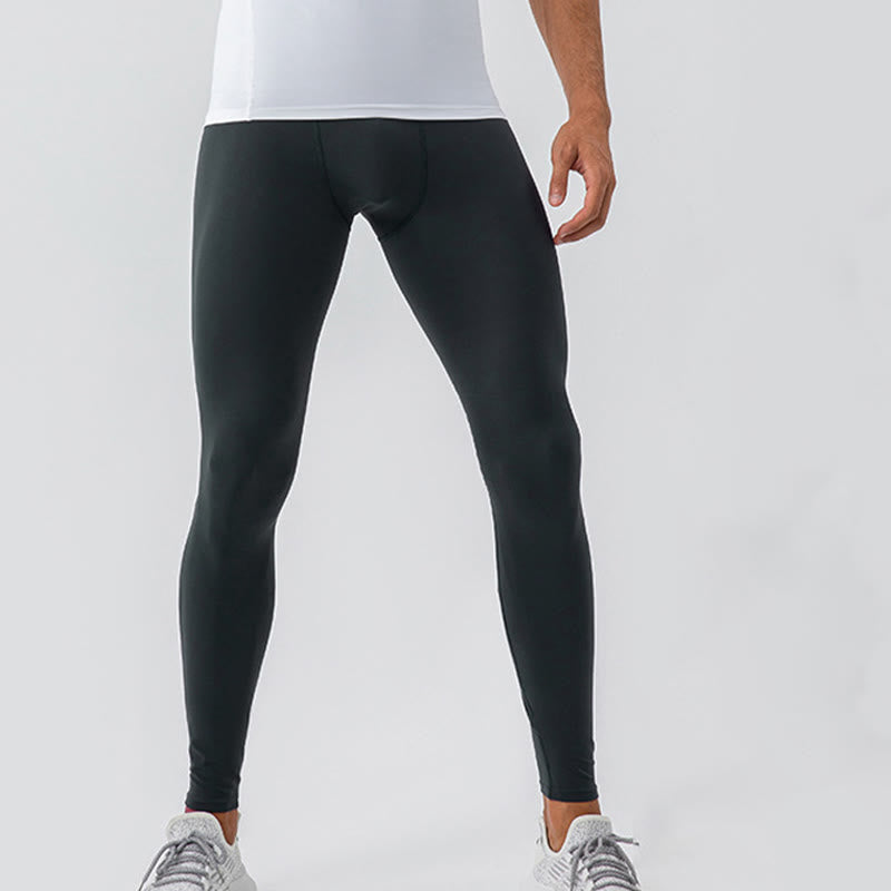 Buddha Stones Plain High Waist Elastic Breathable Sports Men's Leggings Pants - image 20