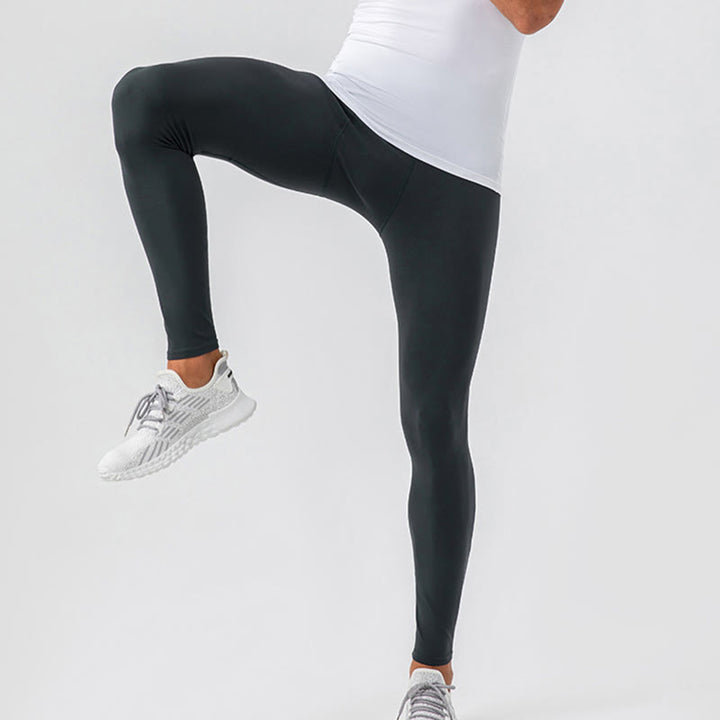 Buddha Stones Plain High Waist Elastic Breathable Sports Men's Leggings Pants - image 21