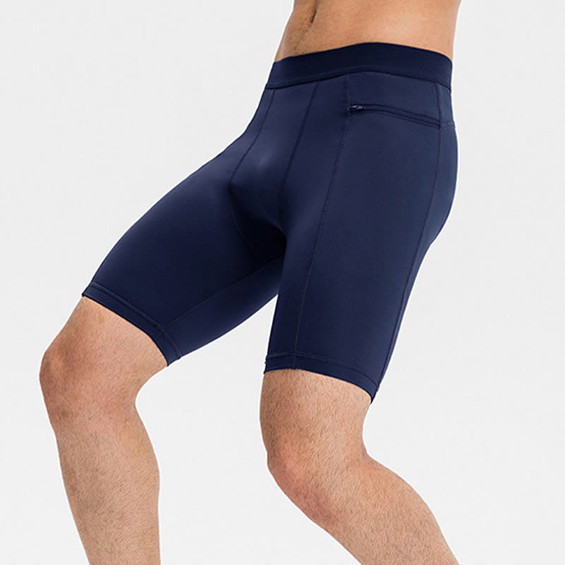 Buddha Stones Men's Tight Stretch High Elasticity Quick Dry Sports Shorts With Zipper Pockets - image 27