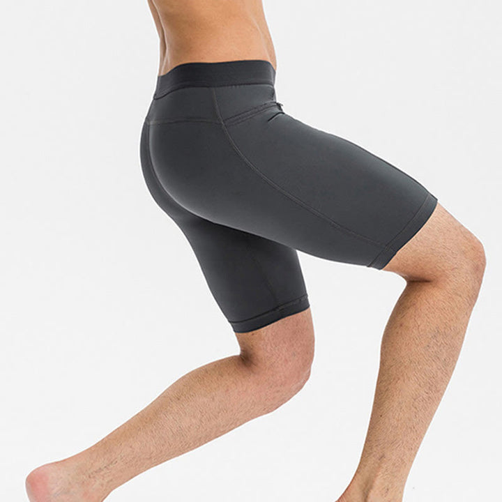 Buddha Stones Men's Tight Stretch High Elasticity Quick Dry Sports Shorts With Zipper Pockets - image 4