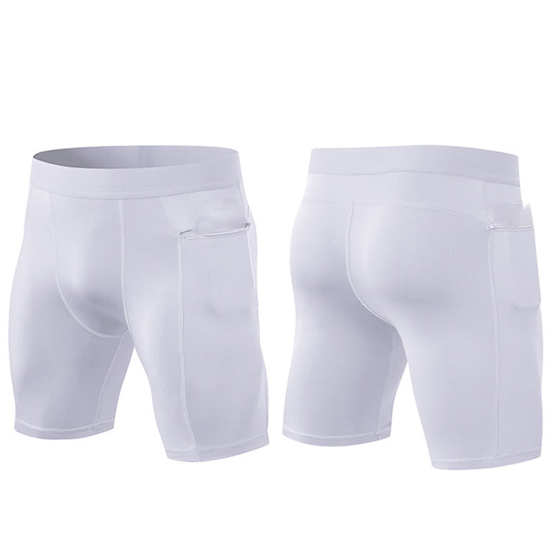 Buddha Stones Men's Tight Stretch High Elasticity Quick Dry Sports Shorts With Zipper Pockets - image 17