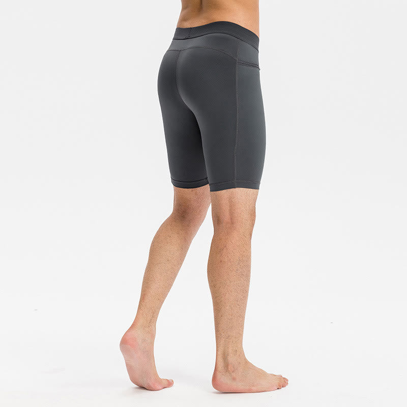 Buddha Stones Men's Tight Stretch High Elasticity Quick Dry Sports Shorts With Zipper Pockets - image 3