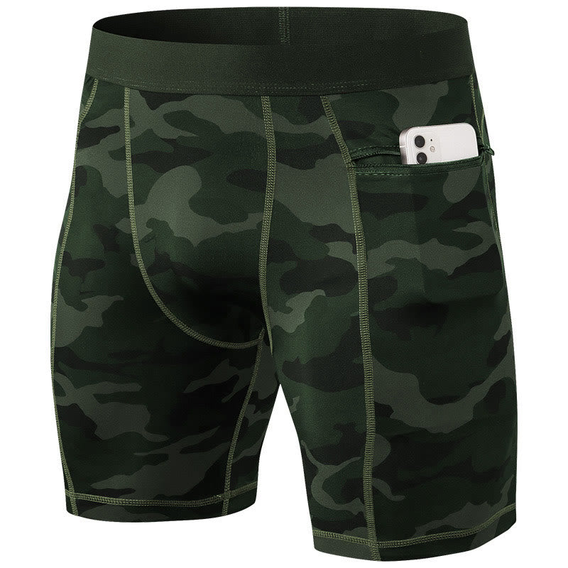 Buddha Stones Men's Tight Stretch High Elasticity Quick Dry Sports Shorts With Zipper Pockets - image 36