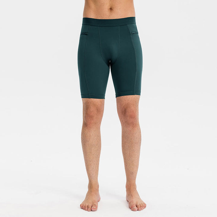 Buddha Stones Men's Tight Stretch High Elasticity Quick Dry Sports Shorts With Zipper Pockets - image 32