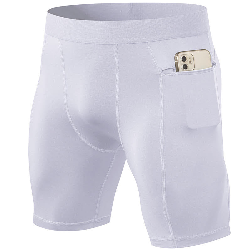 Buddha Stones Men's Tight Stretch High Elasticity Quick Dry Sports Shorts With Zipper Pockets - image 16