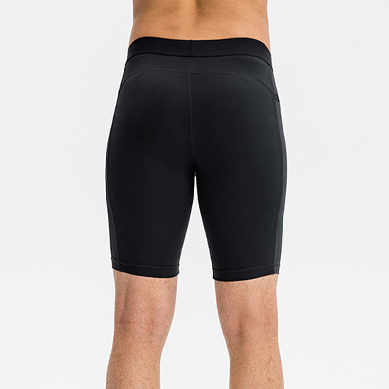 Buddha Stones Men's Tight Stretch High Elasticity Quick Dry Sports Shorts With Zipper Pockets - image 23