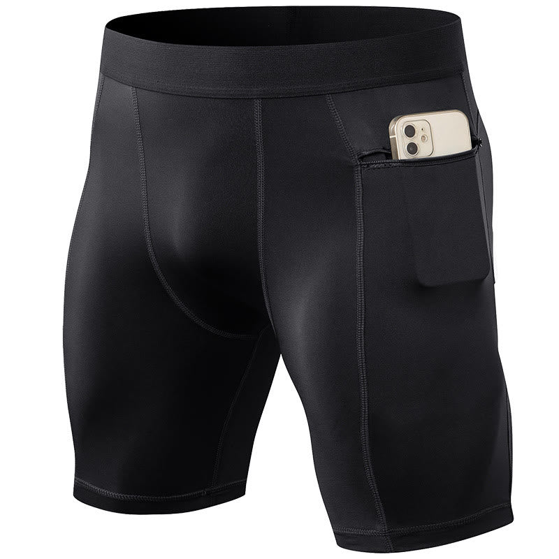 Buddha Stones Men's Tight Stretch High Elasticity Quick Dry Sports Shorts With Zipper Pockets - image 20