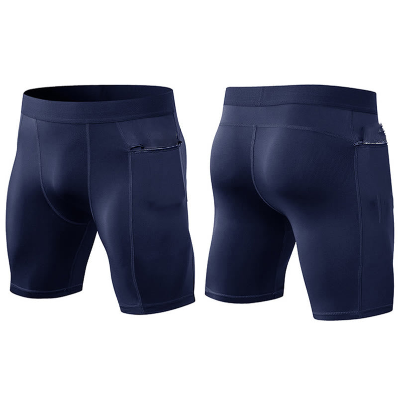 Buddha Stones Men's Tight Stretch High Elasticity Quick Dry Sports Shorts With Zipper Pockets - image 25