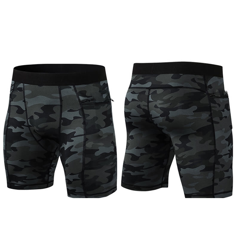Buddha Stones Men's Tight Stretch High Elasticity Quick Dry Sports Shorts With Zipper Pockets - image 34