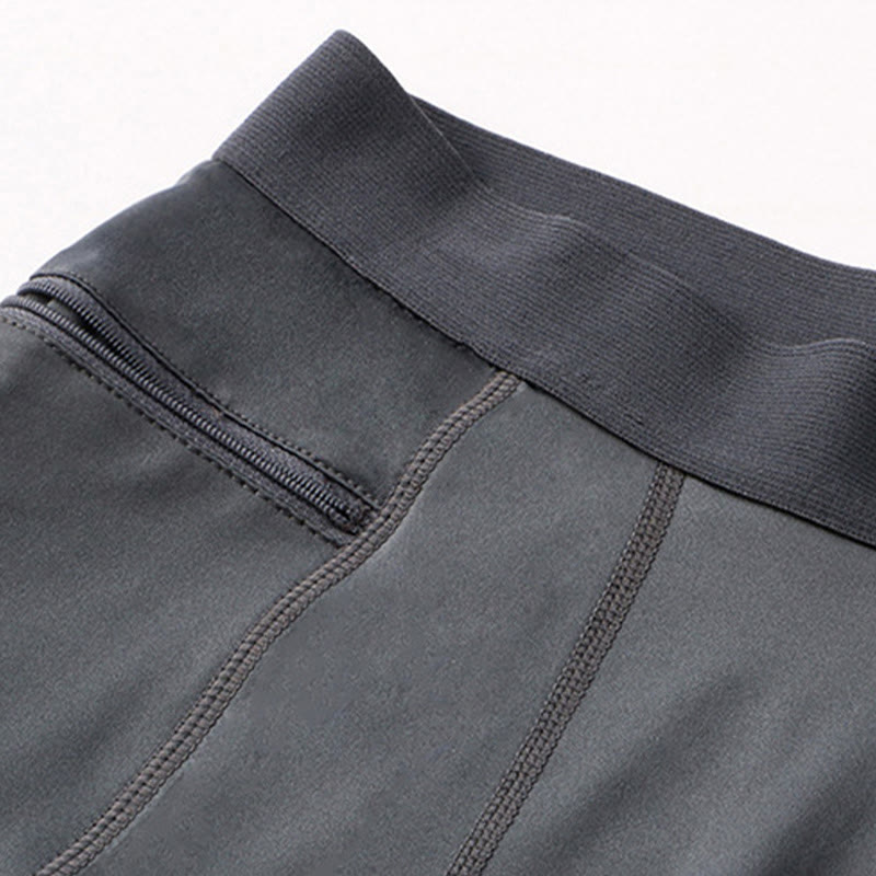 Buddha Stones Men's Tight Stretch High Elasticity Quick Dry Sports Shorts With Zipper Pockets - image 14