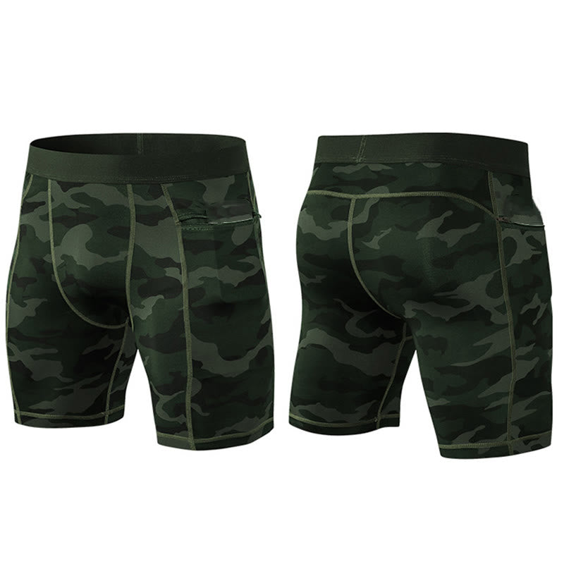Buddha Stones Men's Tight Stretch High Elasticity Quick Dry Sports Shorts With Zipper Pockets - image 37