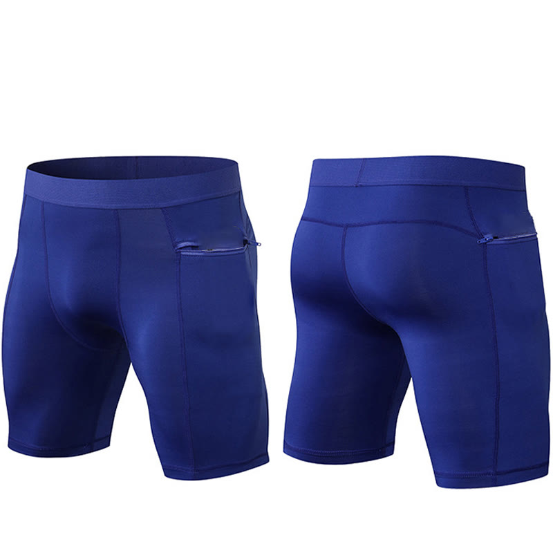 Buddha Stones Men's Tight Stretch High Elasticity Quick Dry Sports Shorts With Zipper Pockets - image 29