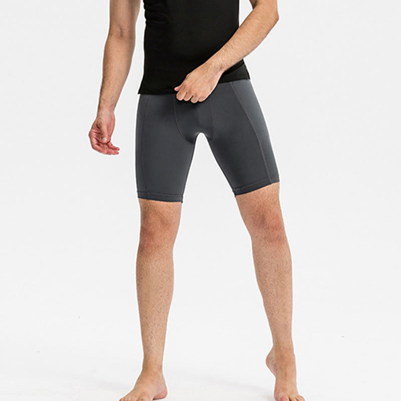 Buddha Stones Men's Tight Stretch High Elasticity Quick Dry Sports Shorts With Zipper Pockets - image 10
