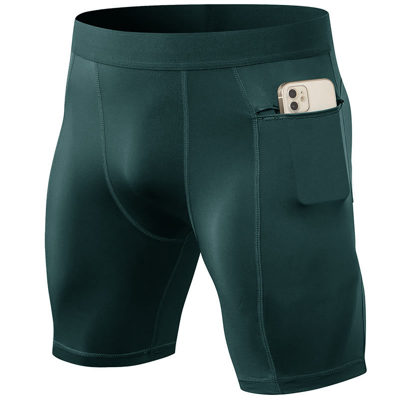 Buddha Stones Men's Tight Stretch High Elasticity Quick Dry Sports Shorts With Zipper Pockets - image 30