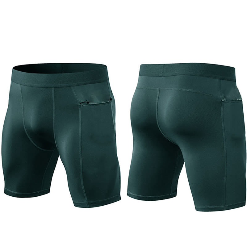 Buddha Stones Men's Tight Stretch High Elasticity Quick Dry Sports Shorts With Zipper Pockets - image 31