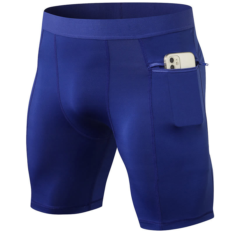 Buddha Stones Men's Tight Stretch High Elasticity Quick Dry Sports Shorts With Zipper Pockets - image 28