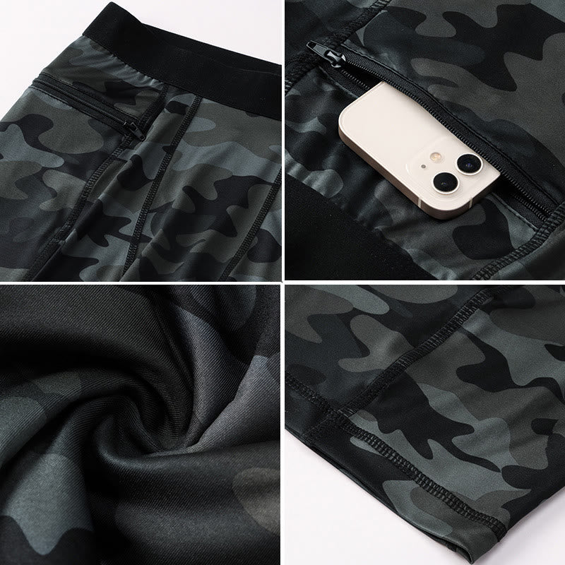 Buddha Stones Men's Tight Stretch High Elasticity Quick Dry Sports Shorts With Zipper Pockets - image 35