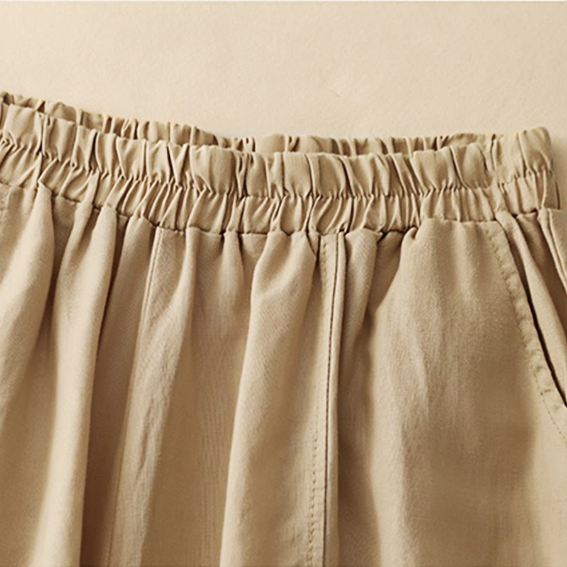 Buddha Stones Casual Embroidery Patchwork Fabric 7-8 Length Cropped Pants Women's Cotton Harem Pants With Pockets - image 3