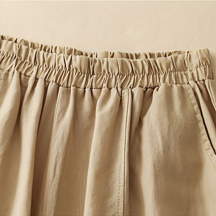 Buddha Stones Casual Embroidery Patchwork Fabric 7-8 Length Cropped Pants Women's Cotton Harem Pants With Pockets - image 3