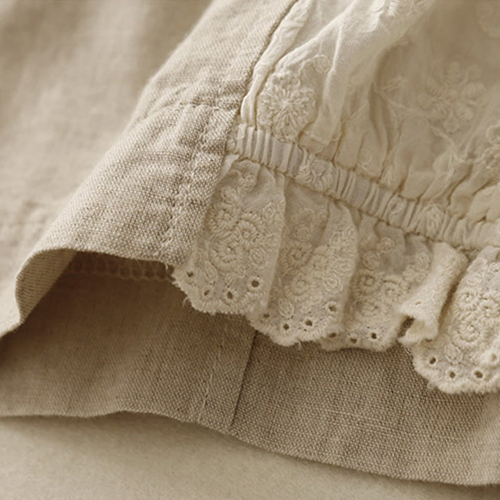 Buddha Stones Casual Embroidery Patchwork Fabric 7-8 Length Cropped Pants Women's Cotton Harem Pants With Pockets - image 9