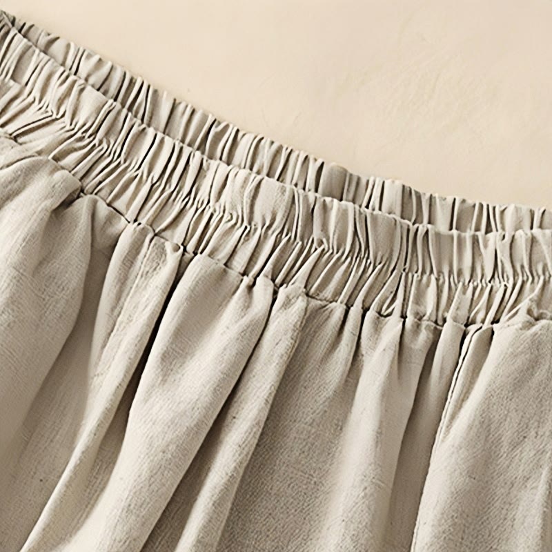 Buddha Stones Casual Embroidery Patchwork Fabric 7-8 Length Cropped Pants Women's Cotton Harem Pants With Pockets - image 14