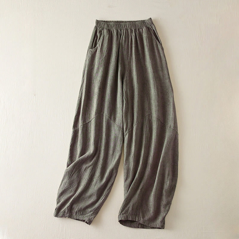 Buddha Stones Casual Loose Straight Leg 7-8 Length Cropped Pants Women's Cotton Harem Pants With Pockets - SlateGray - US8-10，UK/AU12-14，EU40-42 (2XL) - image 7