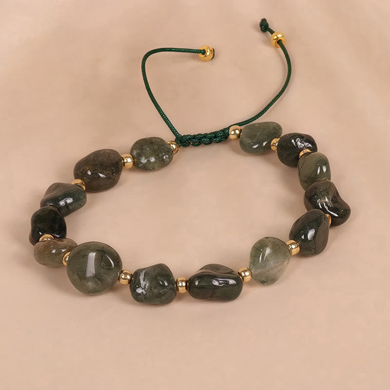 Buddha Stones Green Rutilated Quartz Braid String Protection Bracelet