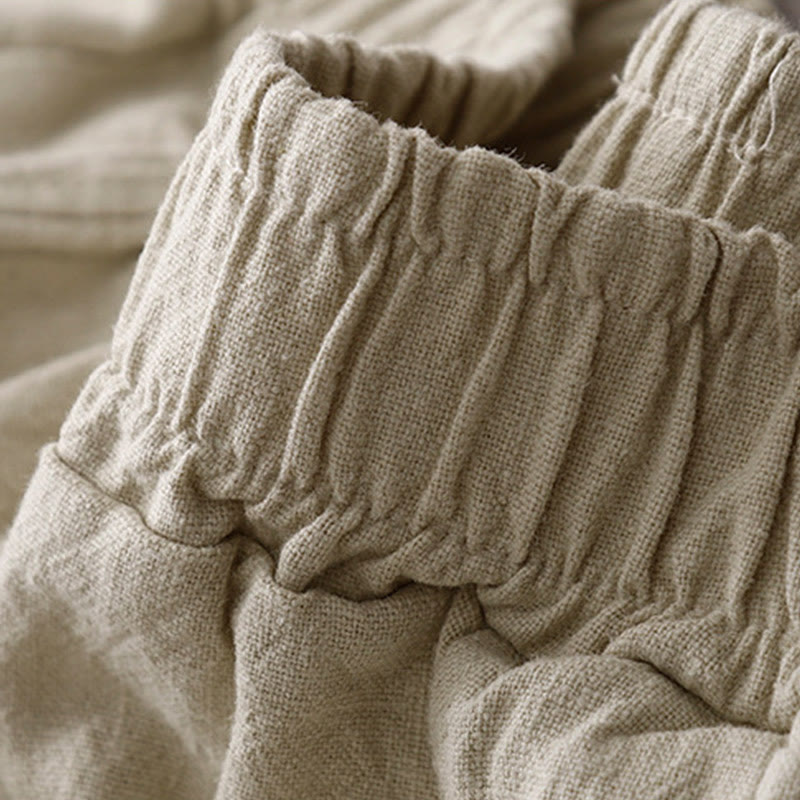 Buddha Stones Casual Plain 7-8 Length Women's Cotton Linen Harem Pants With Pockets - image 6