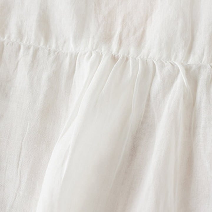 Buddha Stones Casual Embroidery Plants Women's V-Neck Design Half Sleeve Cotton Blended Shirt - image 14