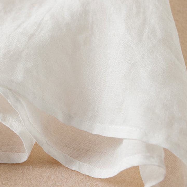 Buddha Stones Casual Embroidery Plants Women's V-Neck Design Half Sleeve Cotton Blended Shirt - image 12