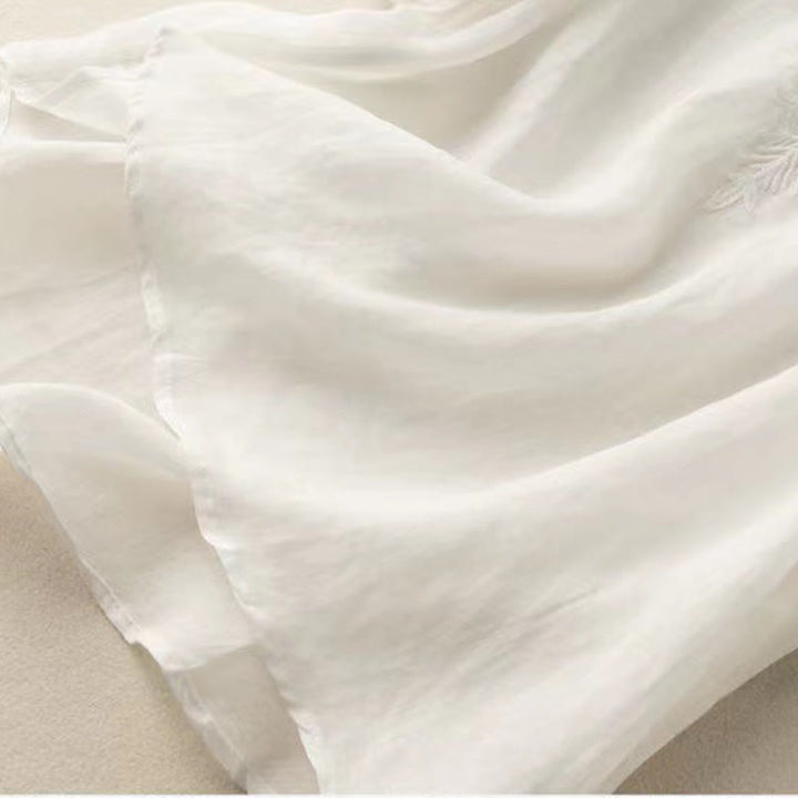 Buddha Stones Casual Embroidery Floral Women's V-Neck Design Half Sleeve Cotton Shirt - image 19