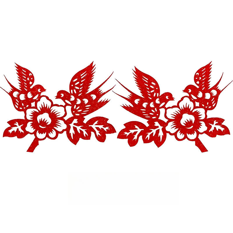 Buddha Stones Classical Chinese Wedding Red Magpie Flower Paper Cutting Flocking Cloth Hair Clip