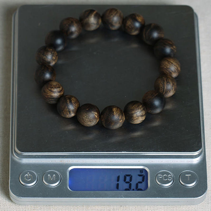 Buddha Stones Rare Brunei Agarwood Water Ripple Pattern Peace Calm Bracelet