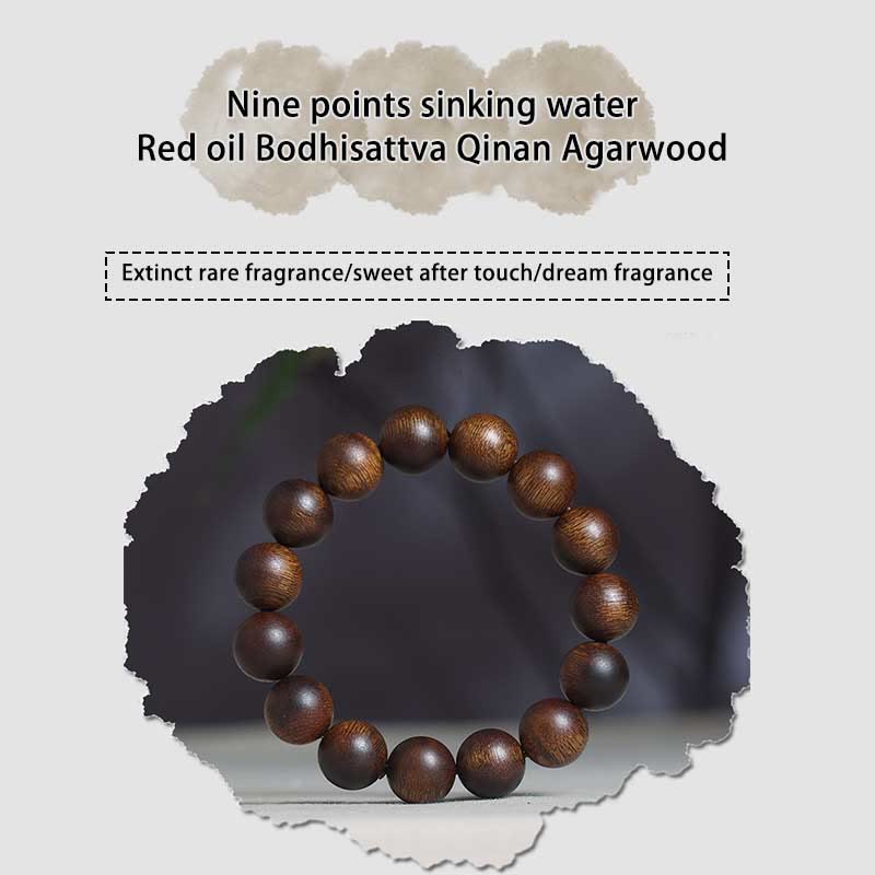 Buddha Stones Cambodia Qinan Agarwood Nine Points Sinking Water Balance Bracelet