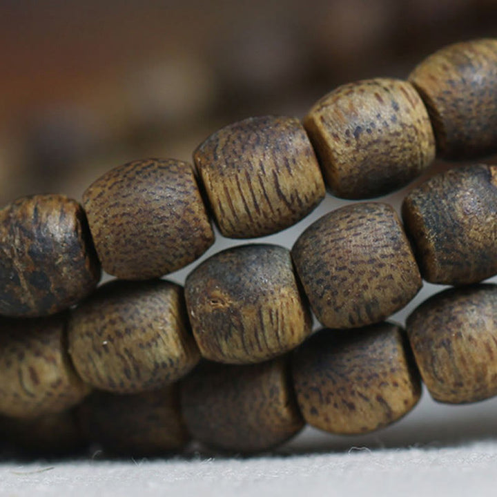 Buddha Stones 108 Mala Beads 6mm Barrel Bead Hainan Green Qinan Agarwood Calm Bracelet