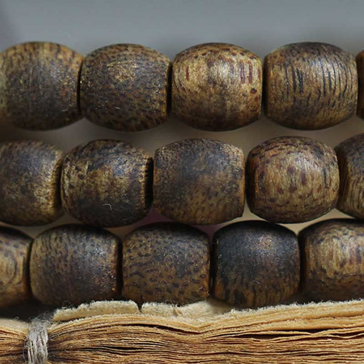 Buddha Stones 108 Mala Beads 6mm Barrel Bead Hainan Green Qinan Agarwood Calm Bracelet