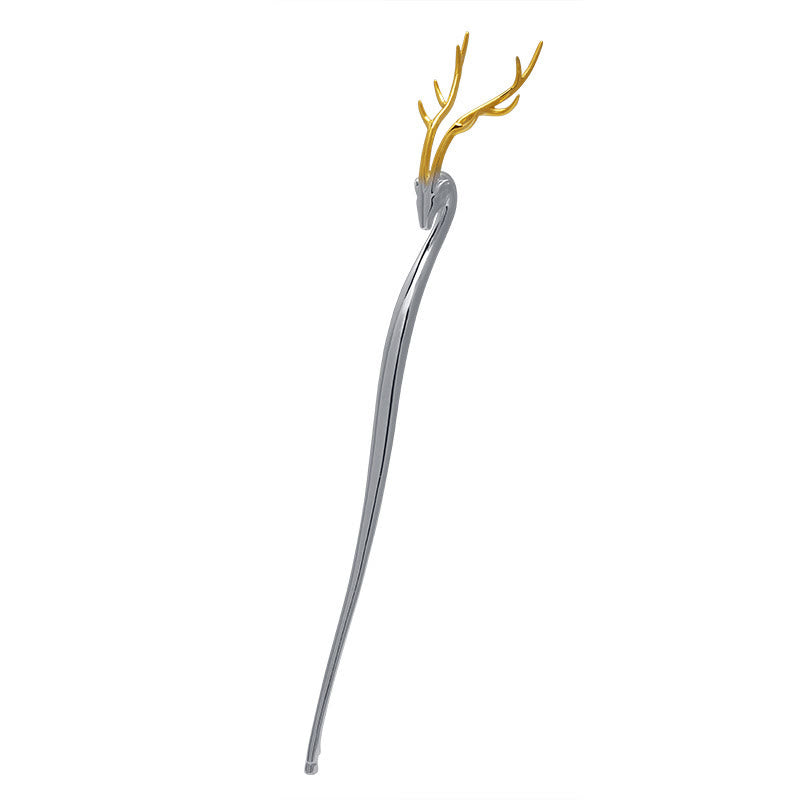 Buddha Stones 925 Sterling Silver Deer Antler Protection Hairpin - image 7