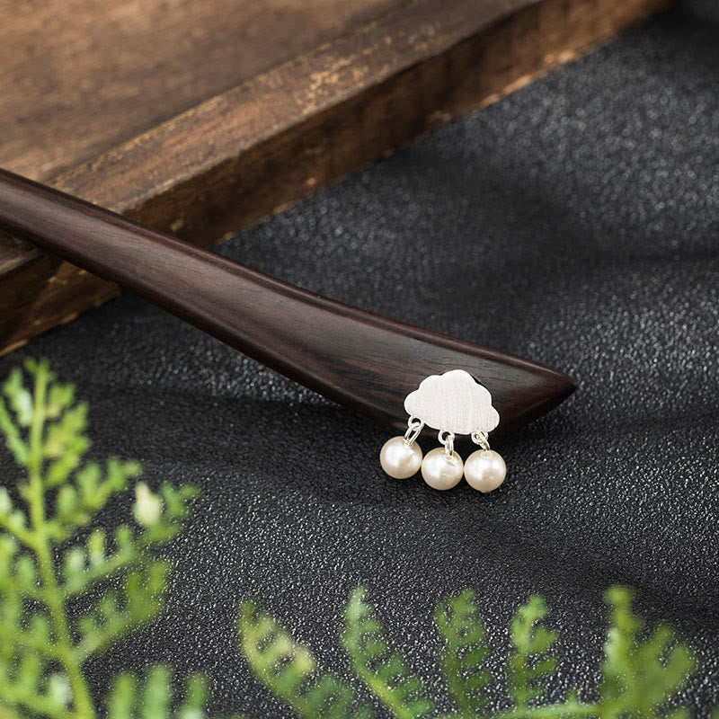 Buddha Stones 925 Sterling Silver Ebony Cloud Power Hairpin - Cloud Ebony Hairpin - image 0