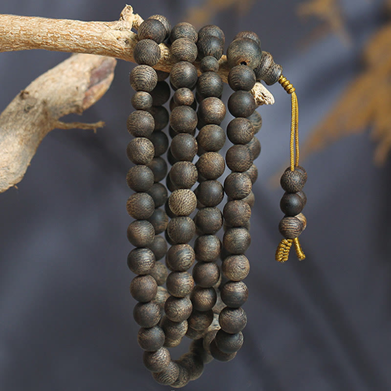 Buddha Stones Nha Trang 108 Mala Beads 8mm White Qinan Vietnam Agarwood Peace Bracelet