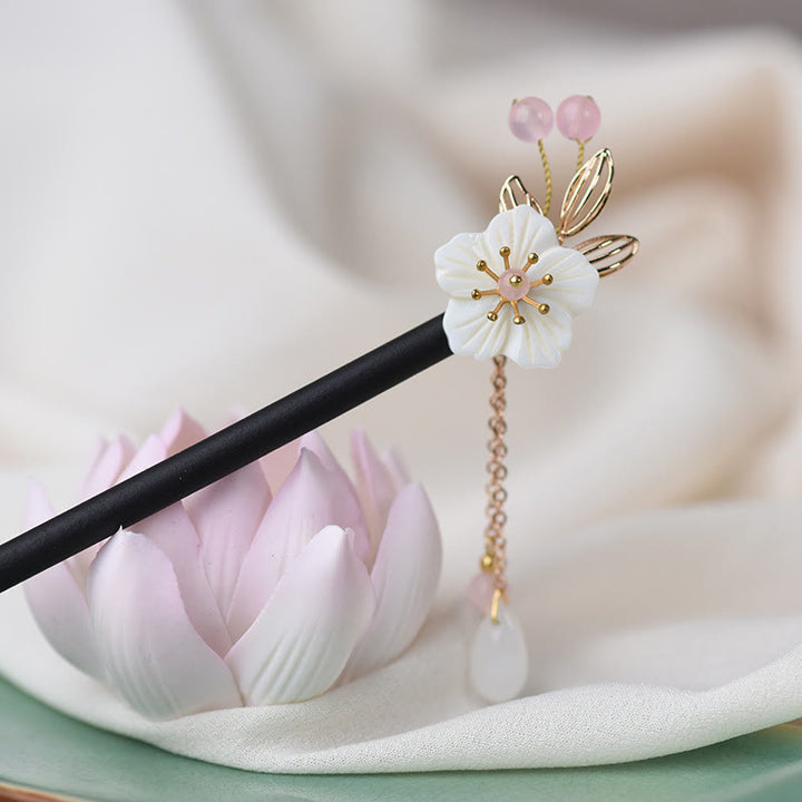 Buddha Stones Classical Chinese Style Bauhinia Tassel Wood Hairpin